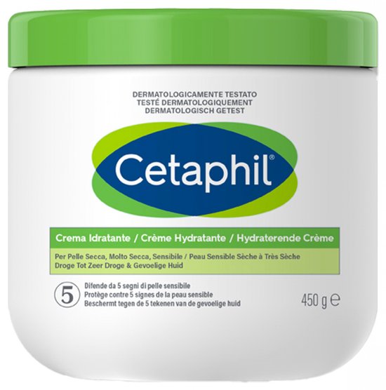 Cetaphil Crème Hydratante – Peaux sèches à très sèches et sensibles – Soin riche avec Niacinamide & Vitamine E – Visage et Corps – 450 g