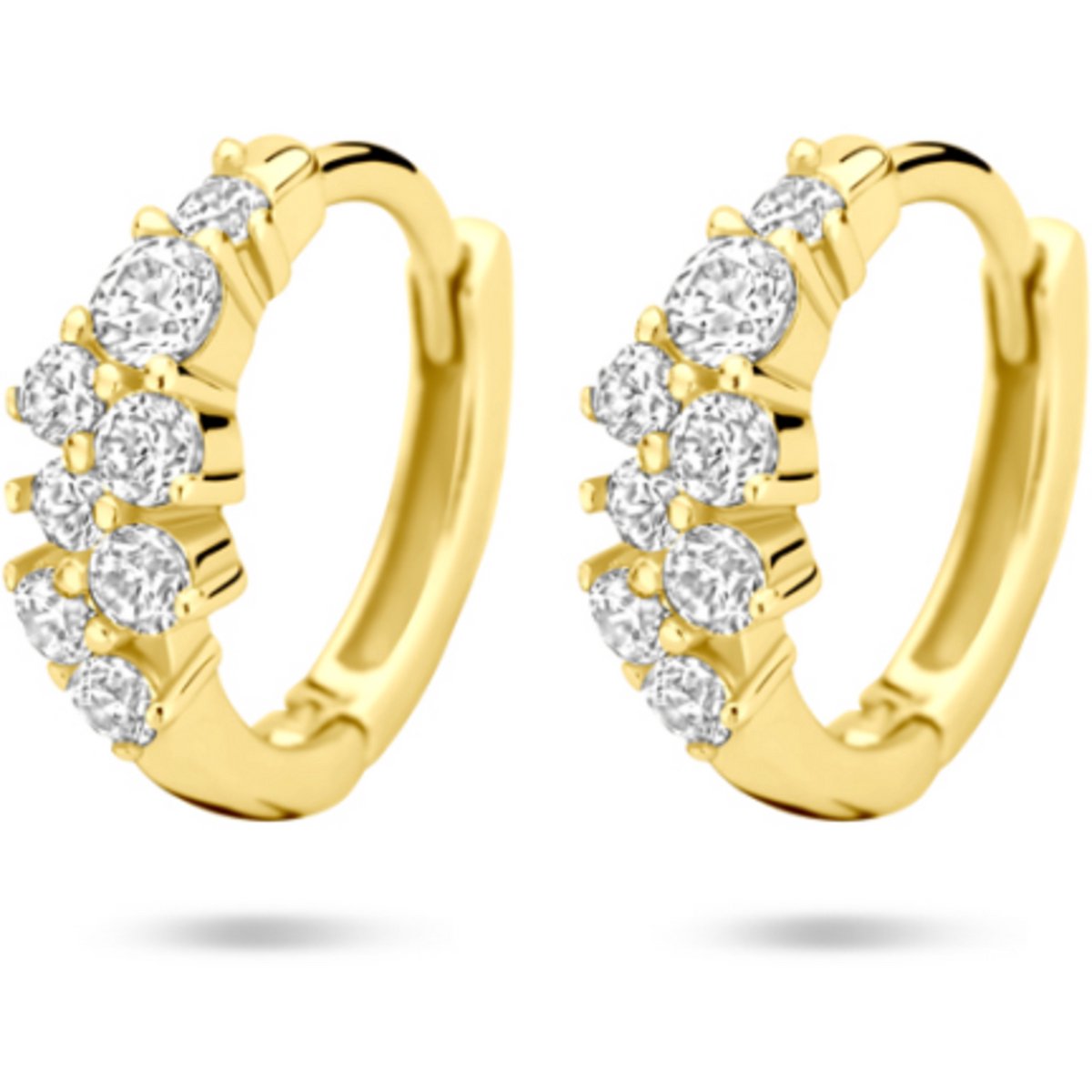 Zilveren vergulde (geel) klapoorringen zirkonia 13 mm 1 micron - 2104012