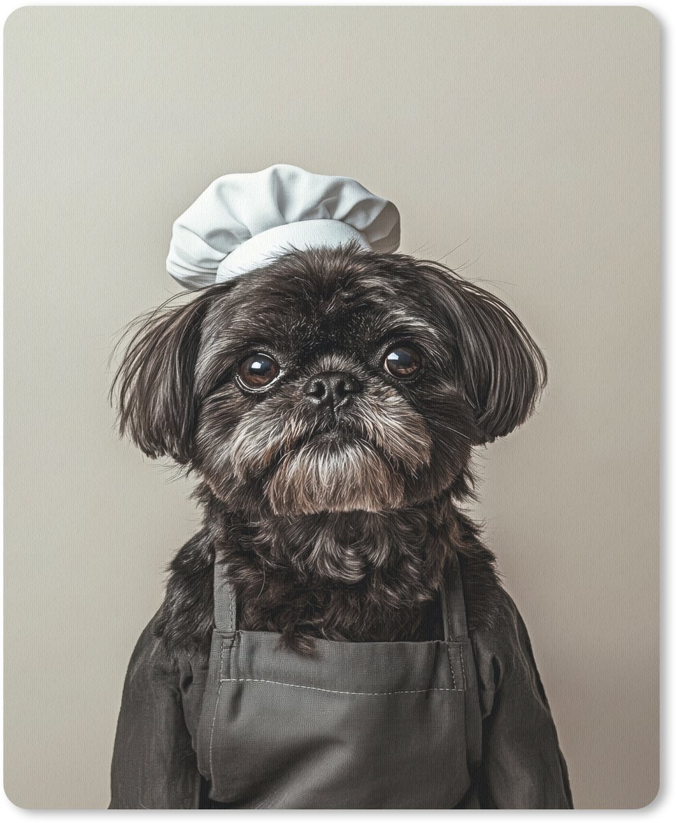 Muismat 19x23 cm - Mousepad Kokskleding - Zwart - Hondje - Muismatten