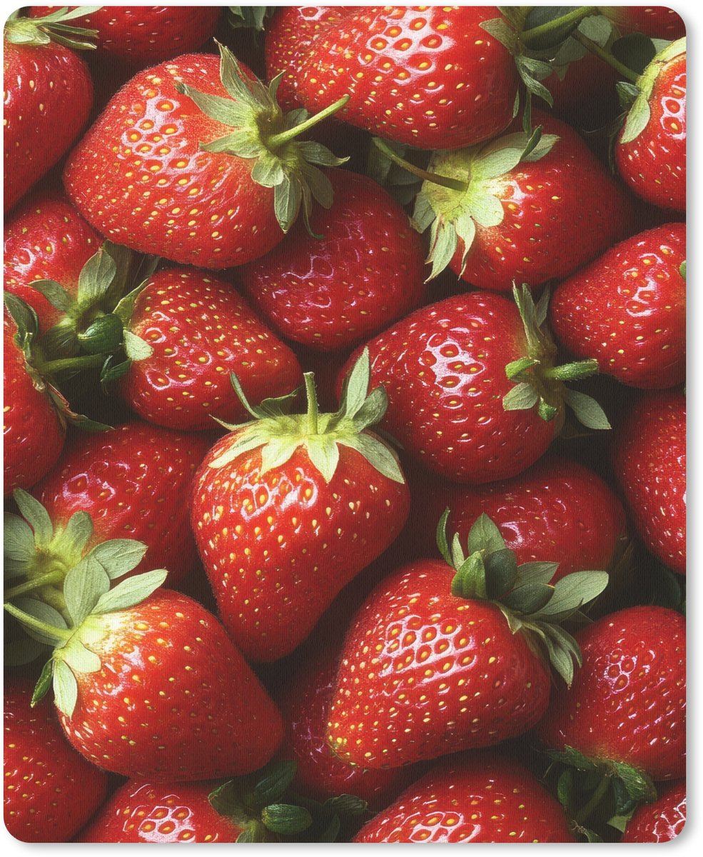 Muismat 19x23 cm - Mousepad Aardbei - Fruit - Rood - Muismatten