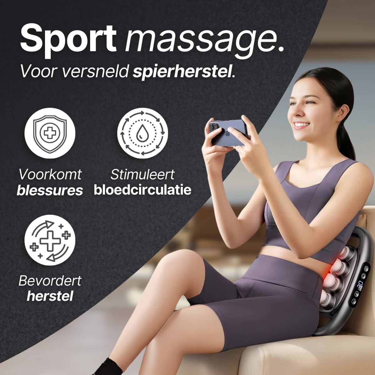We Flow Massagepistool 8 koppig met infrarood en 30 standen thumbnail 6