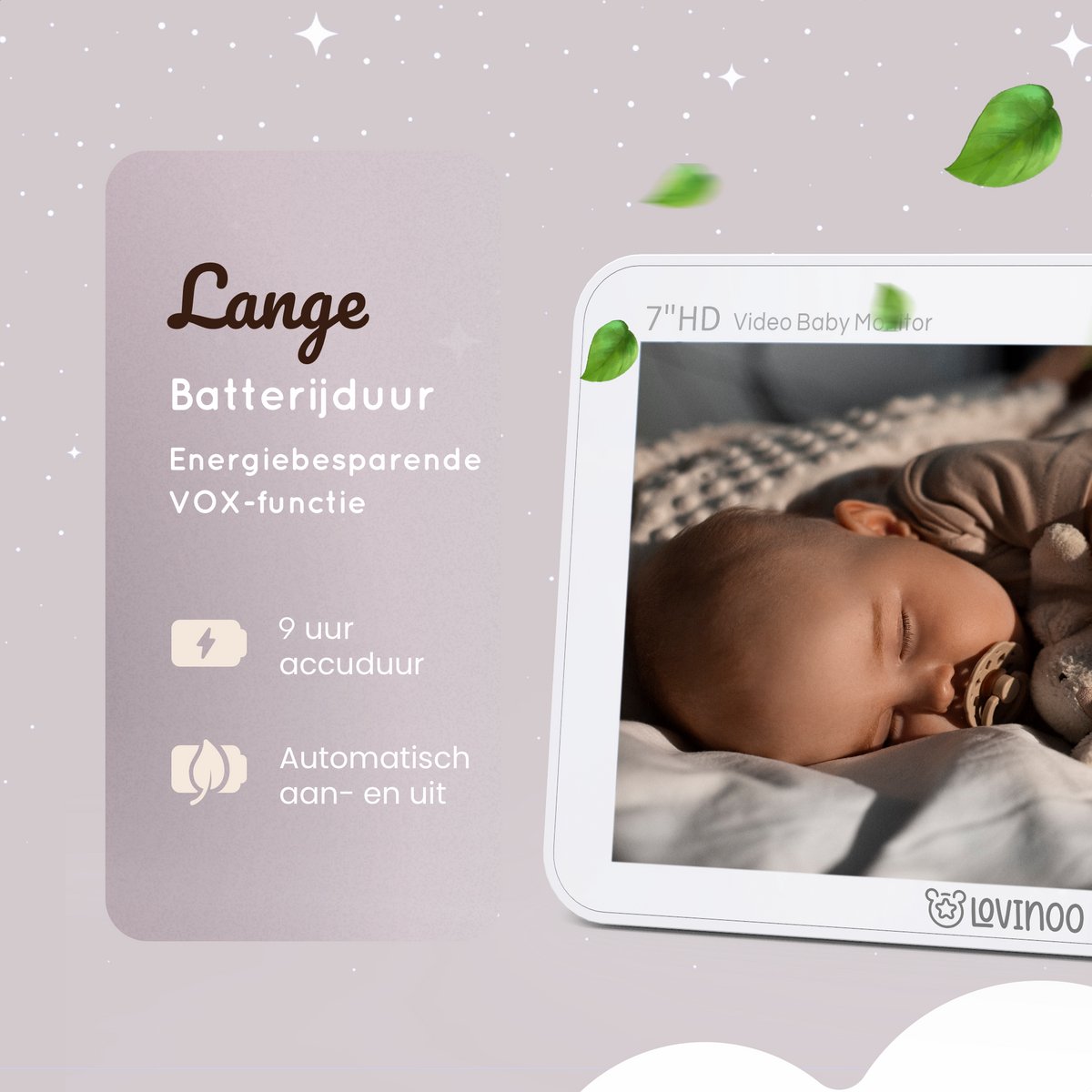 Lovinoo Babyfoon met 2 Camera's - Baby Monitor - Op Afstand Bestuurbaar - Babyphone - Temperatuursensor - Uitbreidbaar Tot 4 Camera's - Terugspreekfunctie - Zonder Wifi en App - 7.0 Inch HD Scherm thumbnail 6