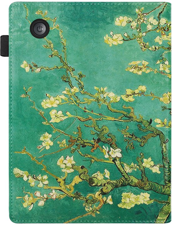 BukkitBow - Beschermhoes geschikt voor Kobo Clara BW - E-reader Cover - Smart Sleep Cover - Bloemen / Bloesem motief - Groen van BukkitBow — afbeelding 4