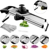 MrGoods - Groentesnijder - Mandoline - Uiensnijder - Keukensnijder - Slicer Dicer - Multifunctioneel - RVS - Incl. Handschoenen, Schoonmaakborstel & Handgreep