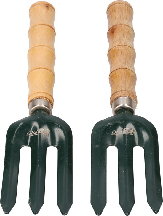Mini spitvork - Set van 2 - Hark - Woelvork - Spade - Tuingereedschap - Handgereedschap - Gereedschap voor de tuin - Donkergroen van Talen Tools — afbeelding 3