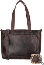 Hide & Stitches Next Navajo Hand & Schoudertas Handtas met Trendy Schouderband - Leren Dames Tas - Donkerbruin