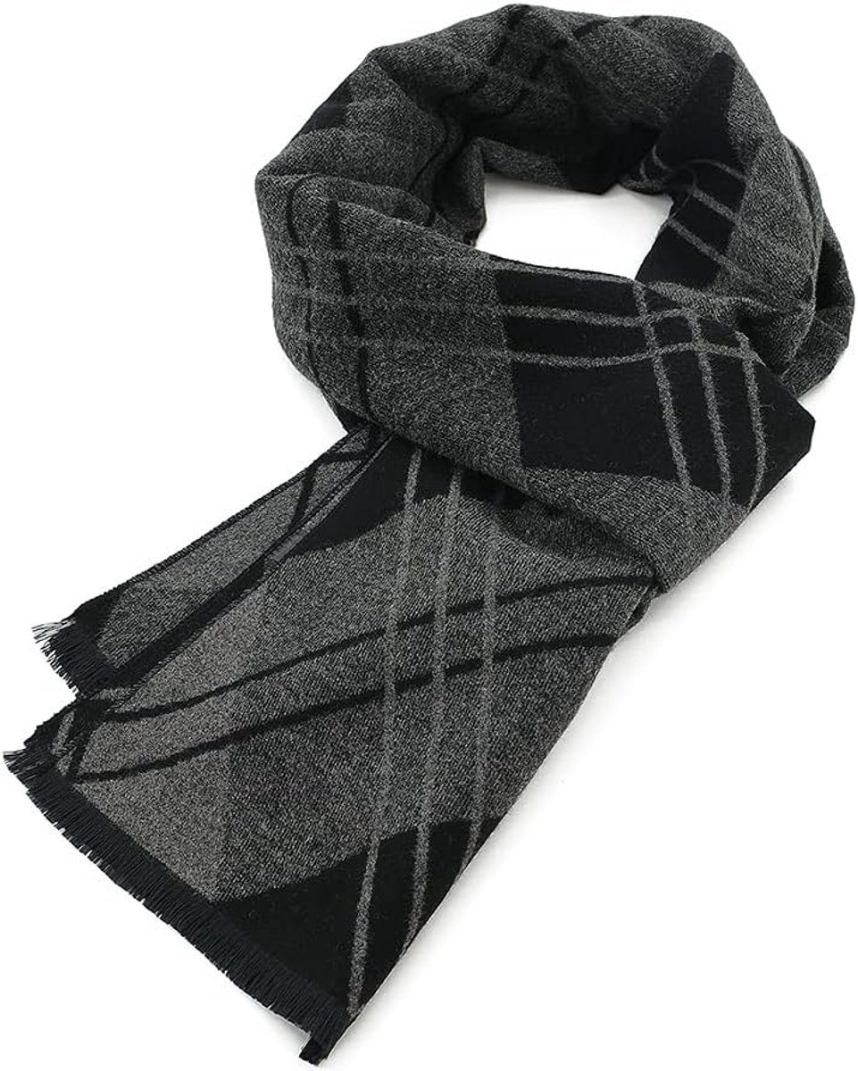 Ibenzoa® Zachte Wol-Katoen Heren Sjaal met Klassiek Ruitmotief - Winter Bescherming