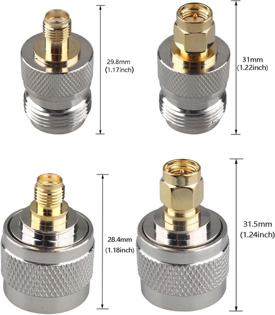 5 Stuks SMA Female naar SMA Female Connector, KUOQIY RF Coaxiale Adapter Connector, voor Antenne, Radio, WiFi, HT (Verguld
