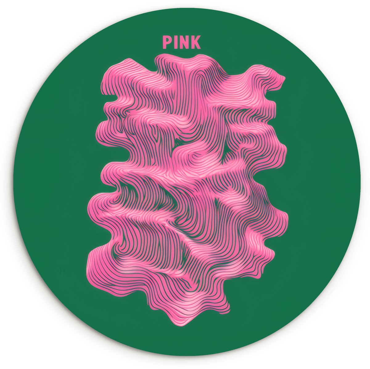 WallCircle Wandcirkel 150x150 cm - Muurcirkel Abstract - Pink - Lijnen - Groen - Muurdecoratie woonkamer - Wanddecoratie slaapkamer - Kamer decoratie accessoires - Ronde schilderijen
