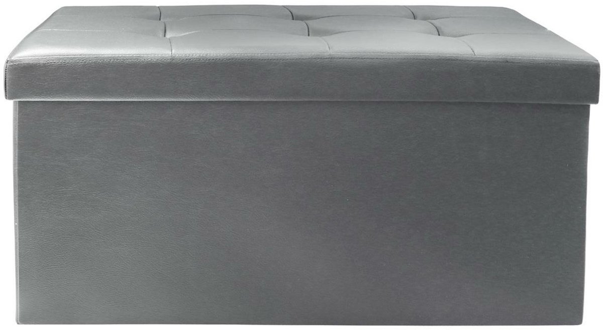 HOME DECO FACTORY Home Deco - Poef/hocker Eccense - opvouwbaar - grijs - polyester/MDF - 76 x 38 cm
