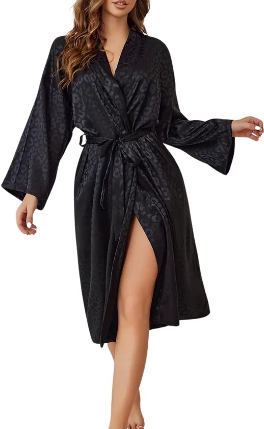 Bovista Satijnen Badjas Dames - Kimono - Kamerjas - Satijn - Ochtendjas - Pyjama - Maat S
