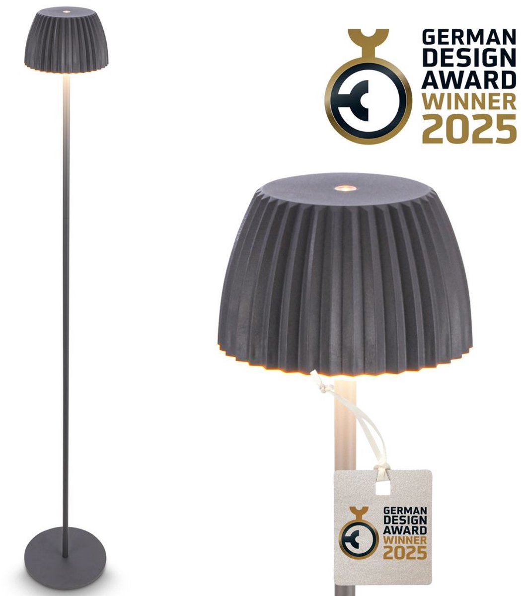 BRILONER Champ - Oplaadbare Vloerlamp - snoerloze staande lamp - dimbaar - in hoogte verst