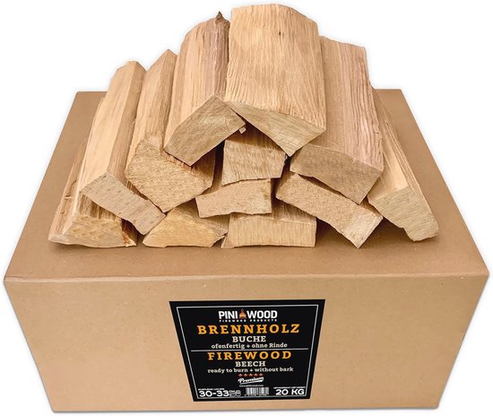 PINI Grillholz OHNE RINDE Buche 20 Kg Brennholz ca. 25 cm für Pizzaofen