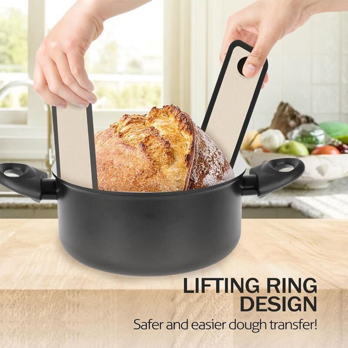 ZYLARO Siliconen Bakmat - 2 Stuks Bakmat Voor Nederlandse Oven - vaatwasserbestendig - Lange Handvatten Deeg Mat - sling bakmat - Voor Airfryer, Oven En Magnetron - grijs — afbeelding 2