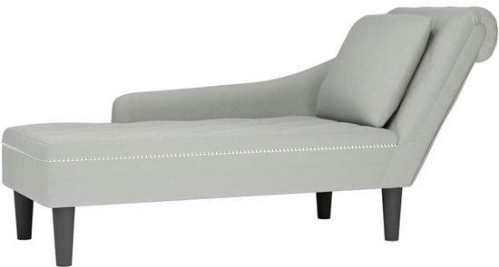 Chaise Longue En Velours Gris Côté Gauche LATTES