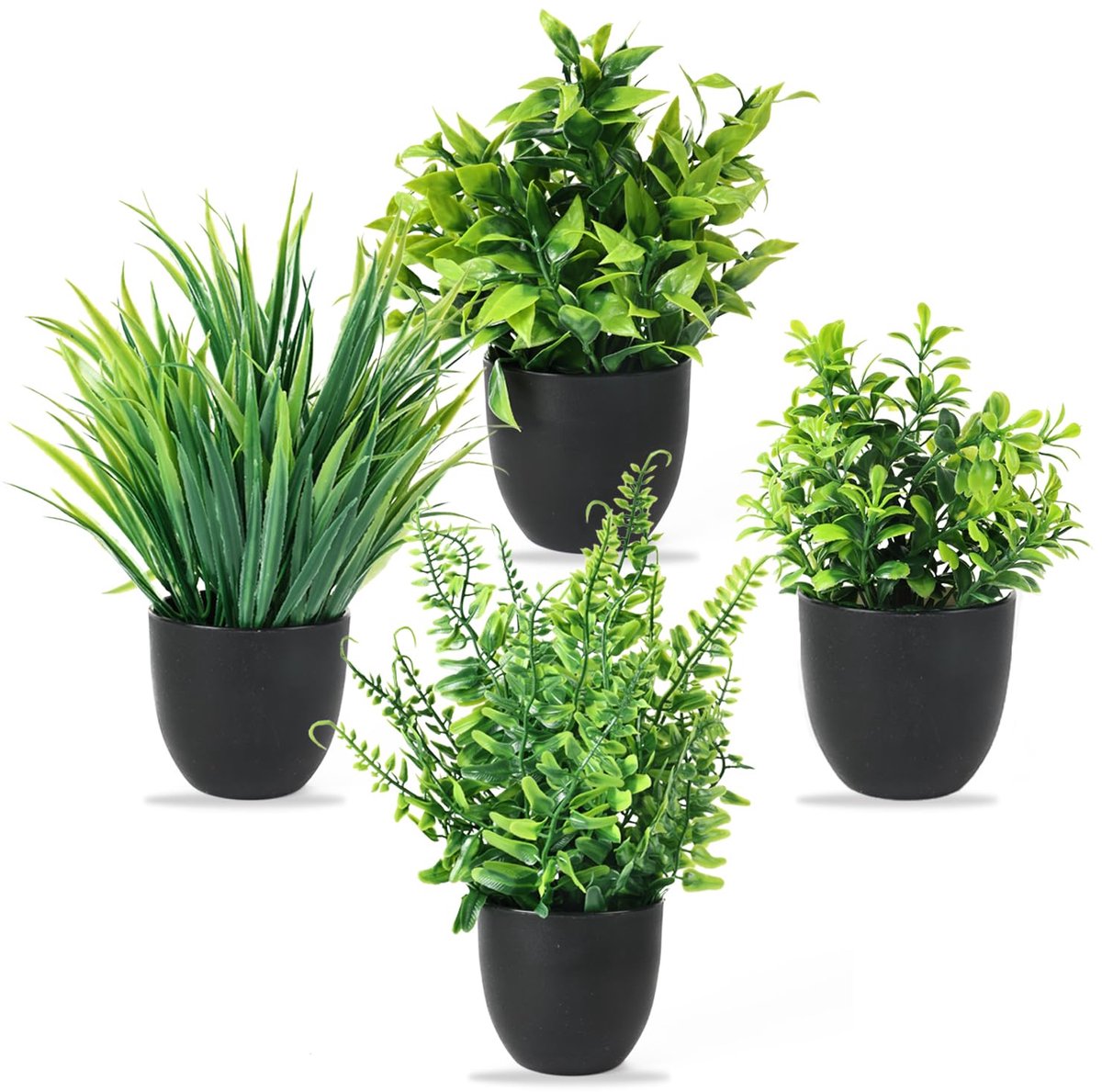Ibenzoa® Kunstmatige Groene Plantenset voor Diverse Interieuromgevingen met Vier Decoratieve Stuks