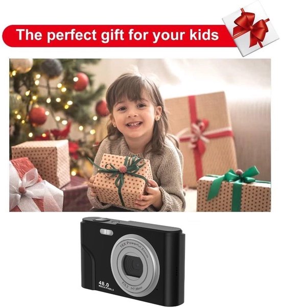 Cámara digital con zoom de 16X, cámara digital de 44 MP para niños con