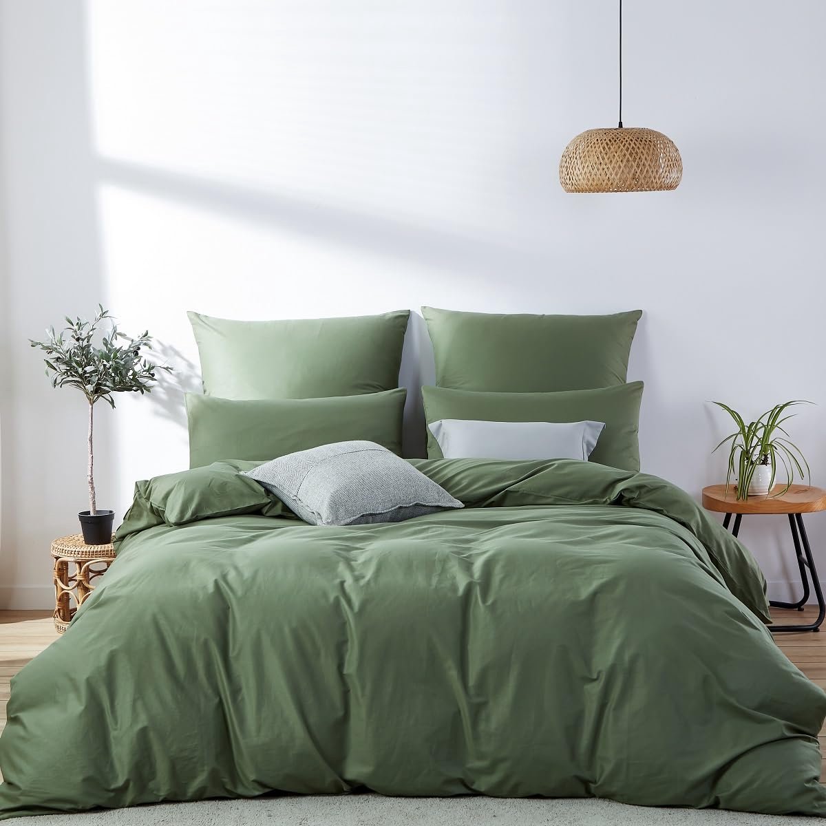 Unyqoos Premium Katoenen Beddengoedset 220 x 240 cm met Elegante Donkergroene Afwerking voor Optimaal Comfort