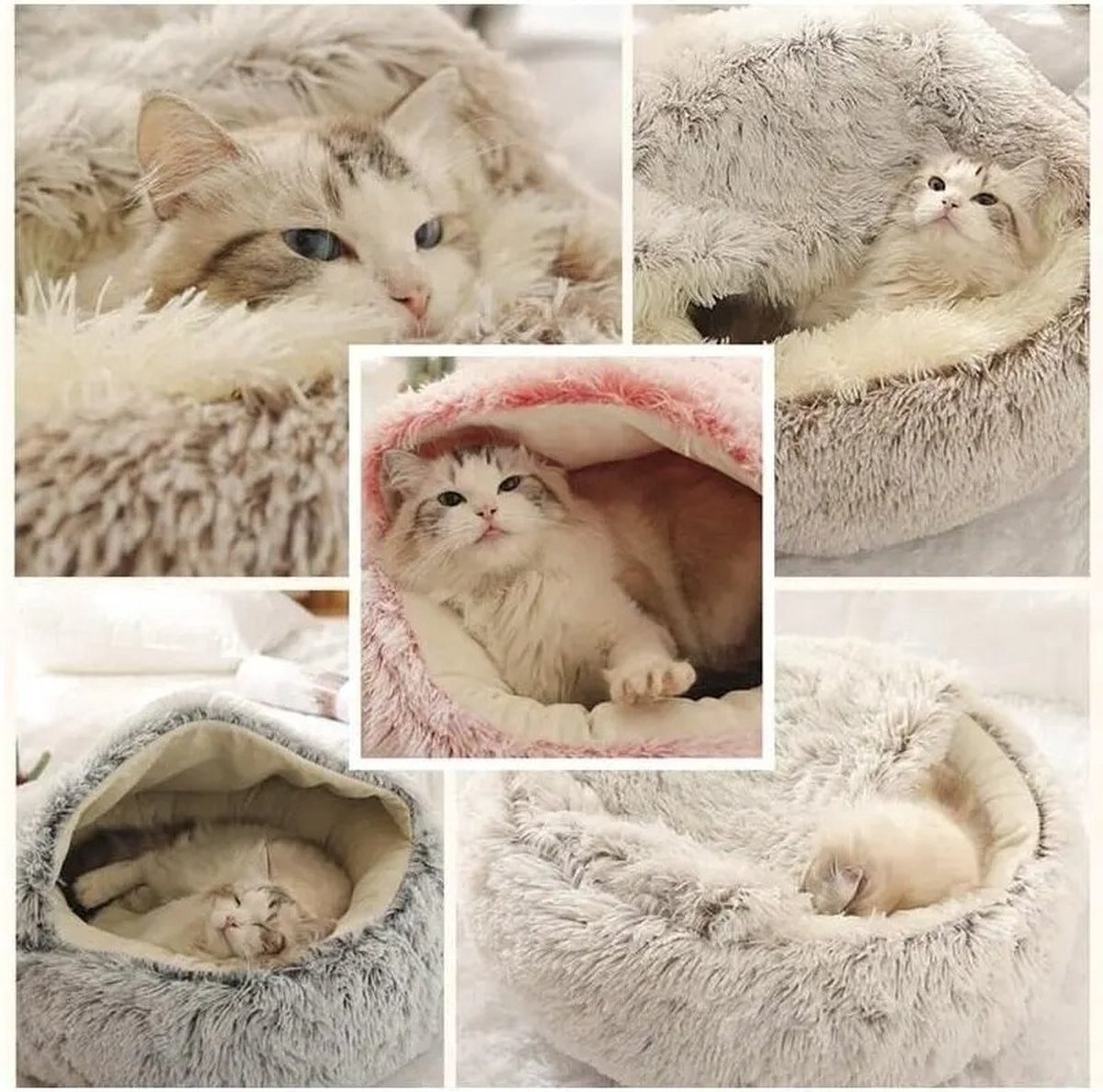 Cave hondenmand 50cm - kalmerend en angstverlichtend - voor kleine honden/katten - donut - bruin – foto 6
