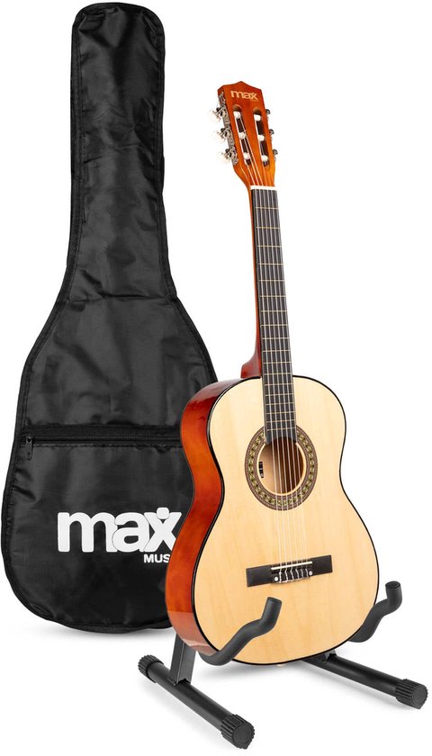 MAX SoloArt Junior 3/4 starterset - Akoestische kindergitaar met standaard en accessoires - Hout