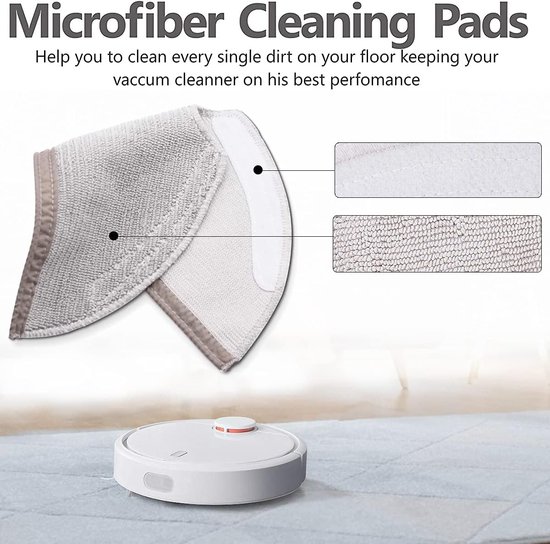 Grijze microfiber reinigingspads met randen, met een close-up van de textuur.