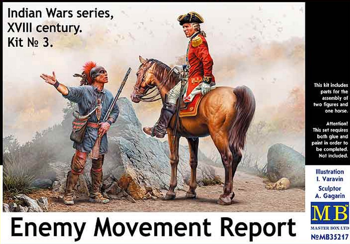 Master Box Modelbouwpakket Militaire voertuigen - 35217 Indian Wars Series Enemy Movement Report - XVIII century. Kit No. 3 Plastic - 1:35 - Modelbouw