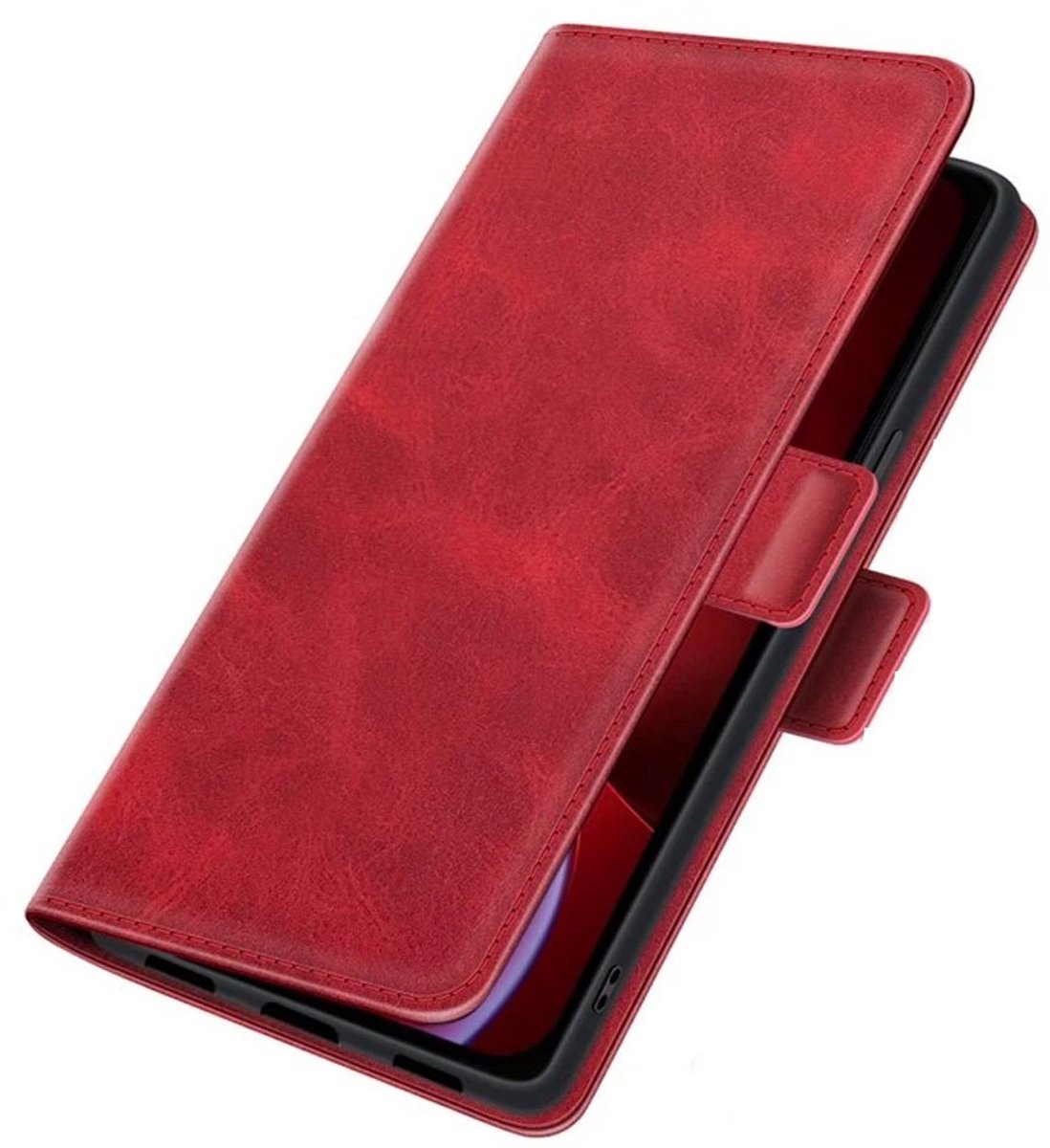 PU Lederen Wallet Hoesje met Sluiting geschikt voor iPhone 15 - rood
