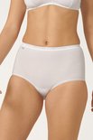Wit gestreepte maxi slip met kanten randje.