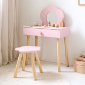 COSTWAY Make-uptafel voor kinderen, met kruk, prinsessen