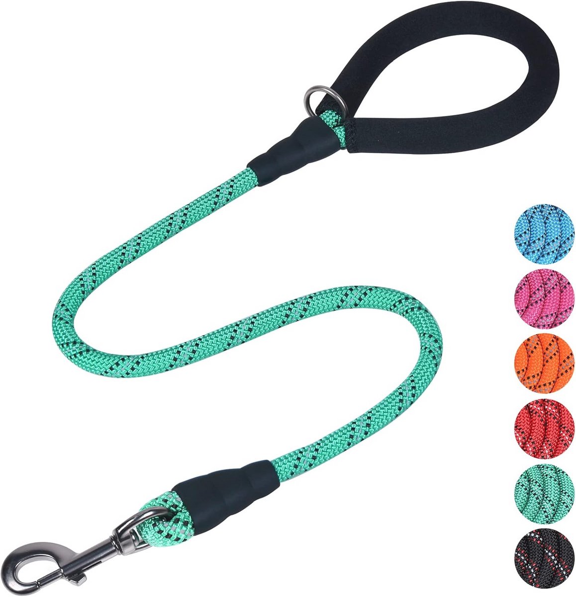 Sterke hondenlijn met neopreen handgreep en reflecterende draden - 100 cm trainingslijn voor kleine en middelgrote honden