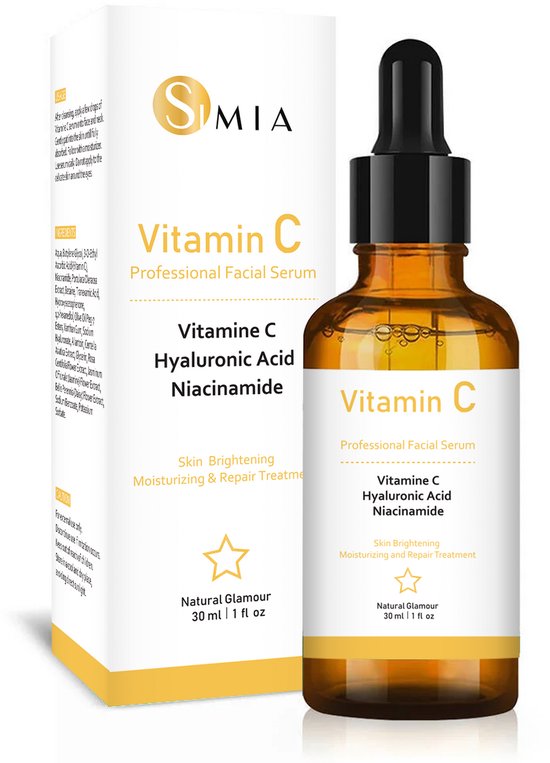 Simia™ Advanced Vitamine C Serum – Met Hyaluronzuur & Niacinamide – Gezichtsserum – Collageen – Anti Rimpel – Anti Acne – Tegen Pigmentvlekken – 30ml