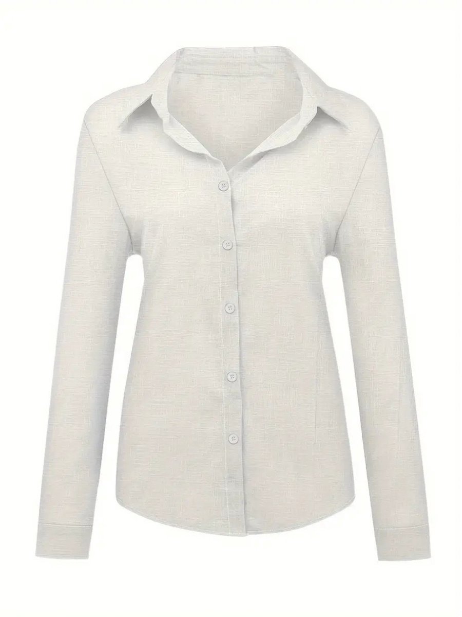 Bovista Linnen Blouse Dames T-Shirt Polo Overhemd Shirt Zomer Ibiza Stijl Wit