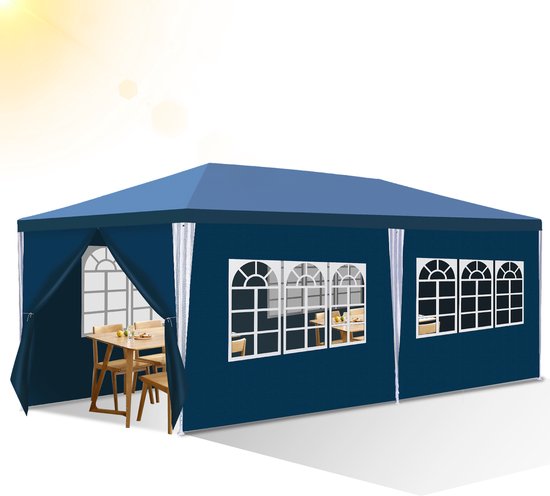 Tente de réception de Garden avec parois latérales - Pavillon - 3x6 - Étanche - Blauw