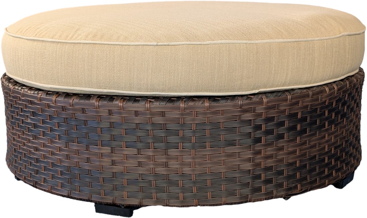 MaxxGarden Pouf - Zitpouf - Bijzet Pouf voor Loungeset - ⌀112cm - Rattan - Bruin