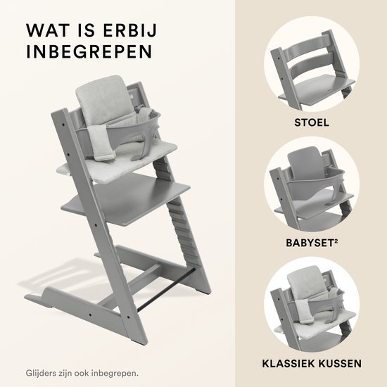 Stokke Tripp Trapp kinderstoel (Storm Grey) met kussen OCS (Nordic Grey) - Inclusief Tripp Trapp stoel, babyset 2 voor kinderen van 6-36 maanden van Stokke — afbeelding 2