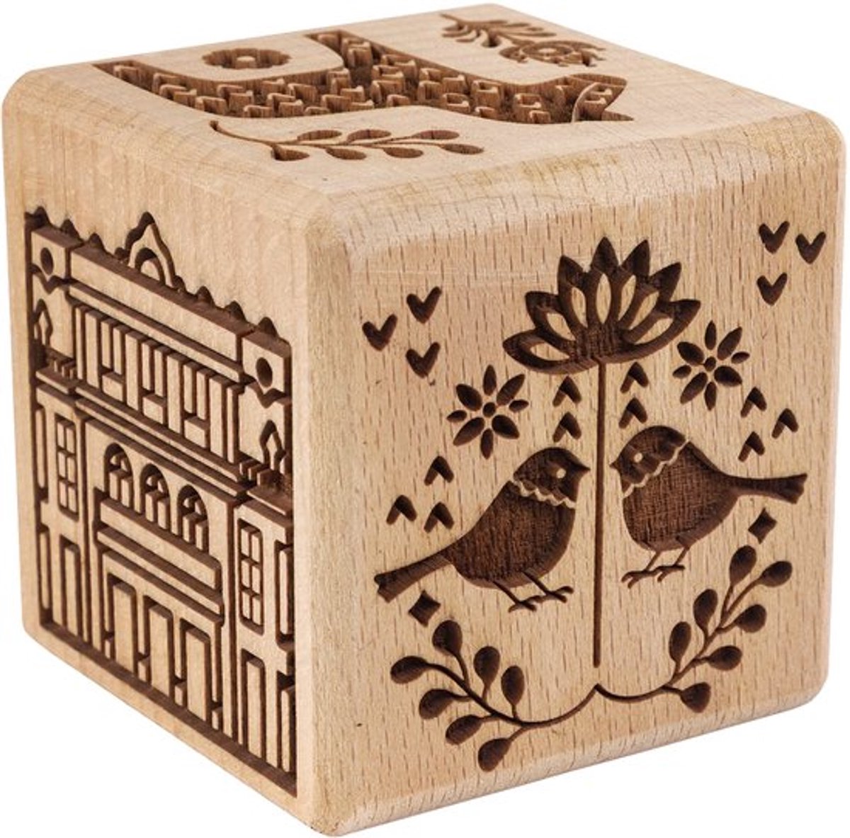 Goody Woody - Uitsteekvormpjes - gegraveerd taartstempel - 6 cm, beukenhout, 6 designs, Scandinavische stijl