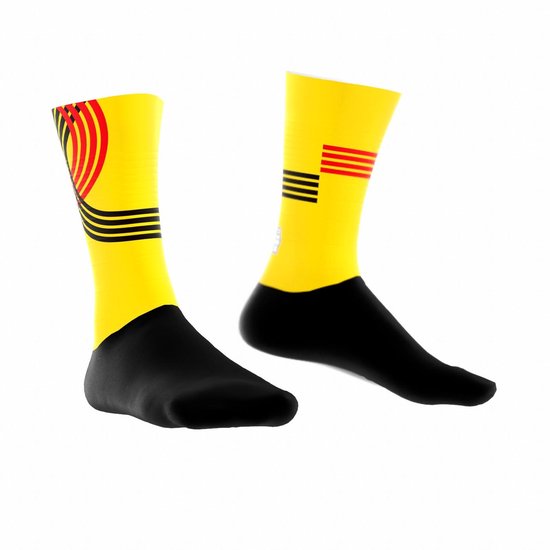 BIORACER Official Team Belgium - Wielersokken Zomer - Unisex - Geel - Olympische Editie - Ademend - Maat 42-44