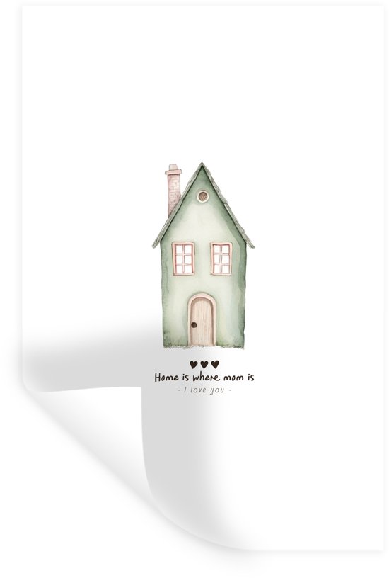 Foto: Muurstickers sticker folie huisje groen tekst liefdevol 80x120 cm plakfolie muurstickers kinderkamer zelfklevend behang zelfklevend behangpapier stickerfolie