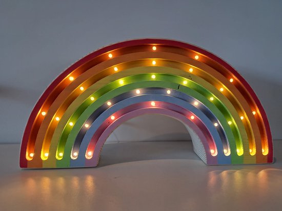 Nachtlamp Regenboog - Kinderkamer - LED-Verlichting - Hout - Handgemaakt - Lamp - Lichtenhout.nl