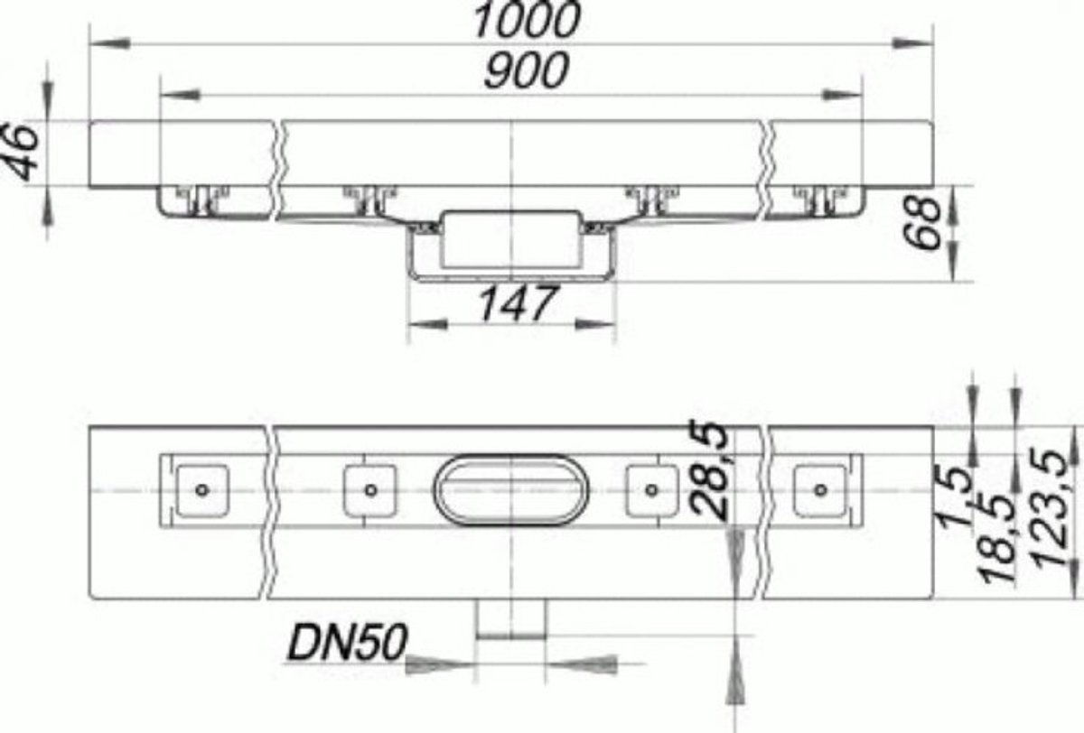 DALLMER douchegoot CeraLine Nano B 900mm, DN 50 Totale hoogte 68mm, 523204