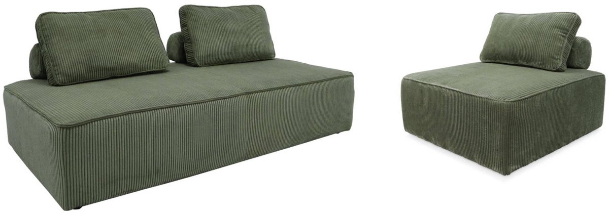 sweeek Set fauteuils voor modulaire 3-zits bank corduroy - lao groen
