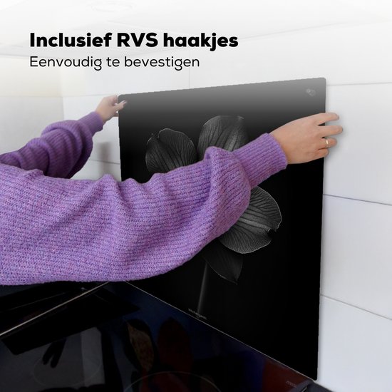 KitchenYeah® Protection plaque induction 60x55 cm - Noir - Fleur - Orchidée - Protege plaque de cuisson - Couvre plaque induction - Protecteur d'induction - Cuisine