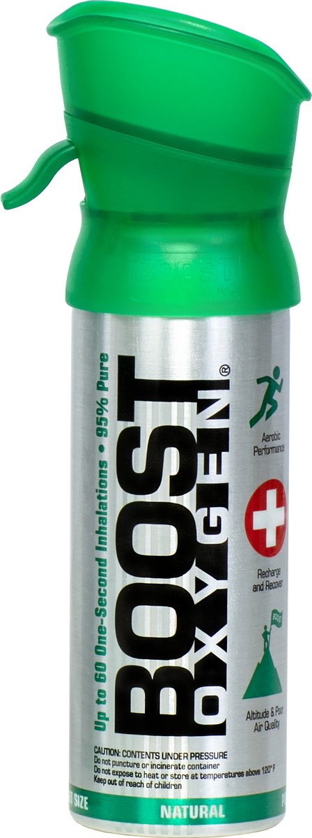 Boost Oxygen - Pocketsize 3L - Natural - 95% Pure Zuurstof - Zuurstoffles - Earosoltoestel - Powerbreathe - Longtrainer - Concentrator - Ademhalingstrainer - Ademhalingsondersteuning - Sport herstel, Hoogte, Prestaties en Gezondheid - 1x 3L