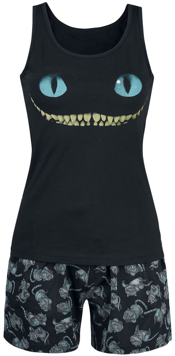 Alice in Wonderland Cheshire Cat - Smile Pyjama zwart Katoen