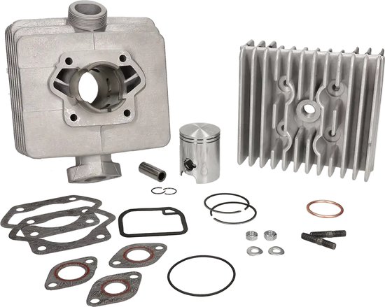 Kit cylindre Simson S51, 50cc, 38mm, aluminium, incluant piston, culasse, joints, boulons et rondelles.