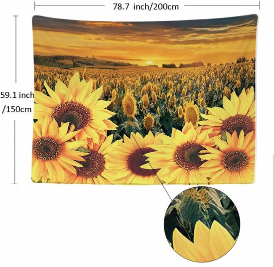 Ulticool - Tournesol Sun Summer Fleurs Nature - Tapisserie - 200x150 cm - Groot tapisserie - Affiche
