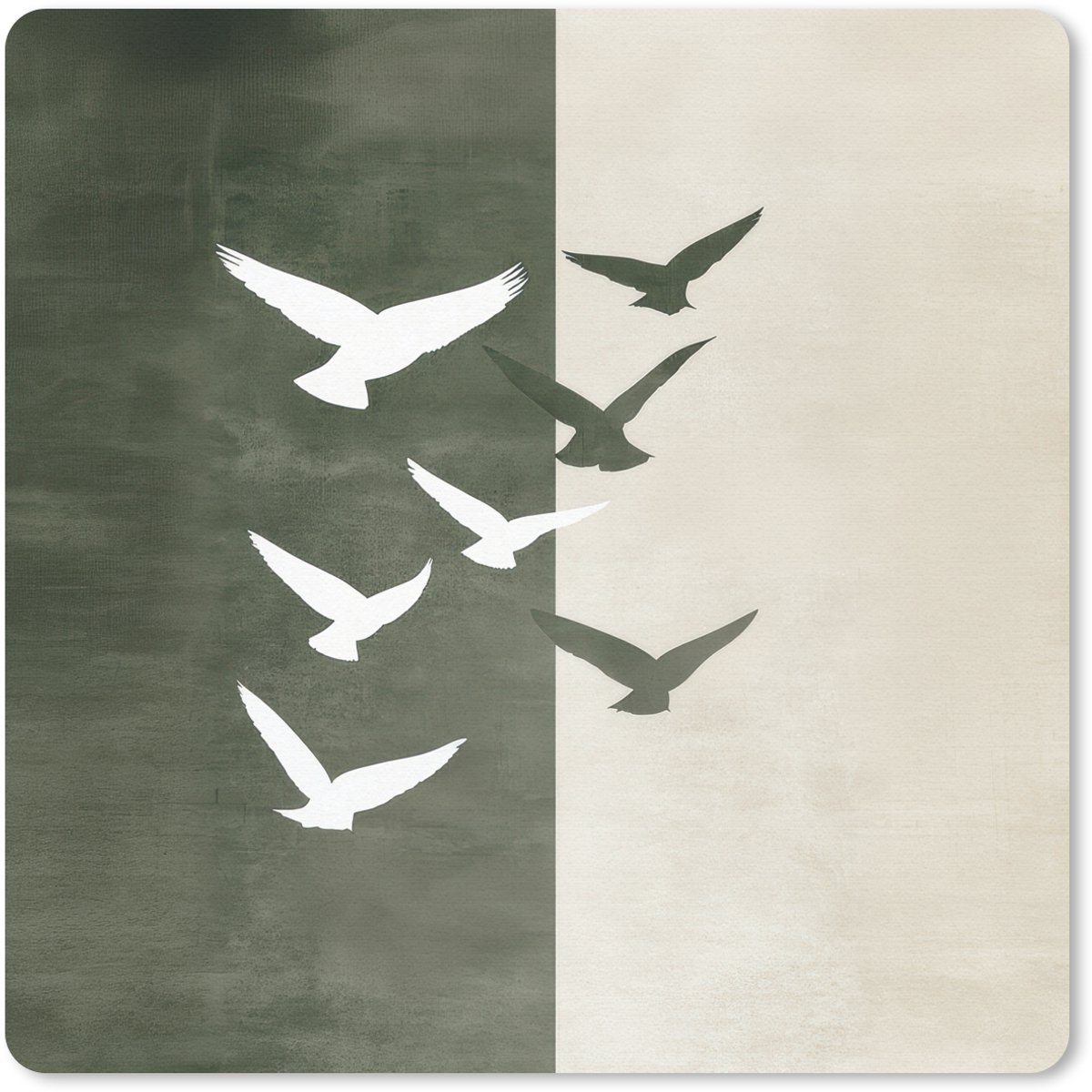 Muismat 30x30 cm - Mousepad Japandi - Vogel - Groen - Muismatten