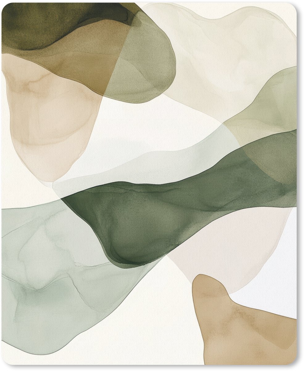 Muismat 19x23 cm - Mousepad Japandi - Abstract - Groen - Muismatten
