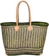 Beagles Bozaka Rieten Mand - Ruime en Functionele Boodschappenmand Strandtas met Stijlvol Design - Khaki