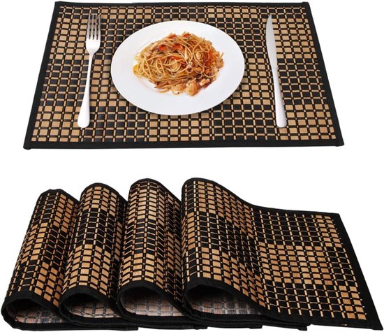 PARENCE.- Set van 3 bamboe placemats - Set van geweven tafelkleden